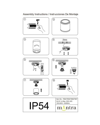 KANDANCHU * FOCO SUPERFICIE IP54 1L*GU10 BLANCO